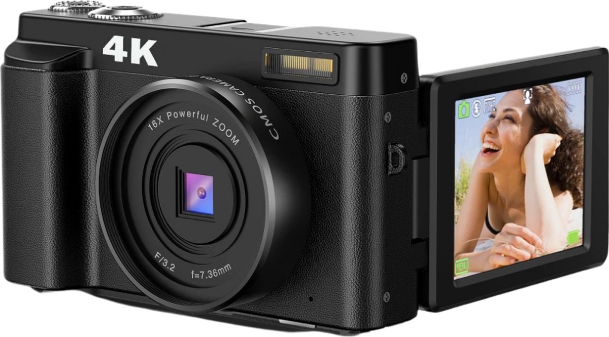 Emblemo® Vlog Camera Voor Beginners - Handycam Met Nachtvisie - Camcorder 16x Digitale Zoom - 4K