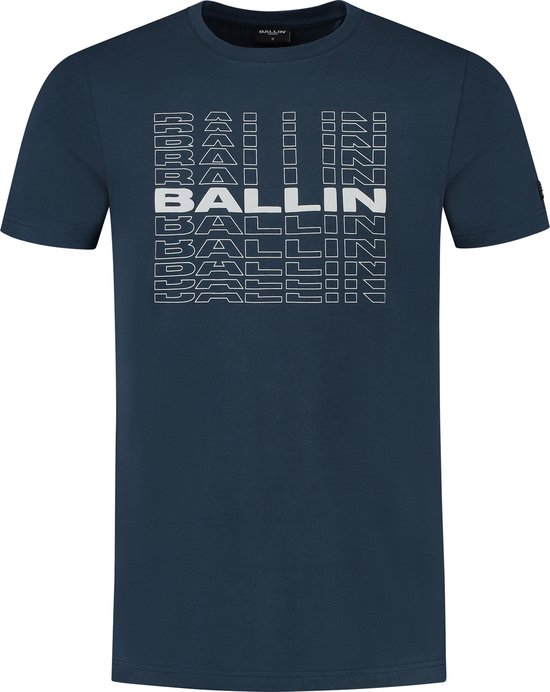 Ballin Amsterdam - Heren Slim fit T-shirts Crewneck SS - Navy - Maat L