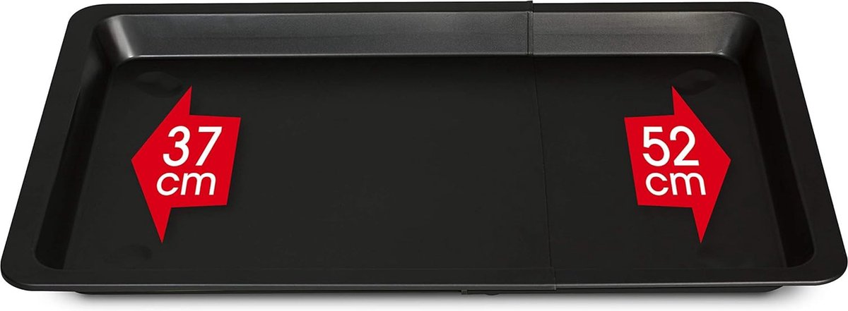 Uitschuifbare bakplaat / zwarte universele ovenplaat van hoogstaand staal / dubbele antiaanbaklaag / ovenplaat verstelbaar van 37-52 cm