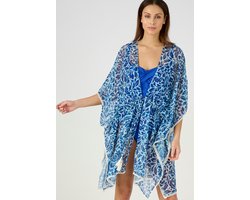 Damart - Zwarte of bedrukte voile kaftan - Vrouwen - Blauw - Taille Unique