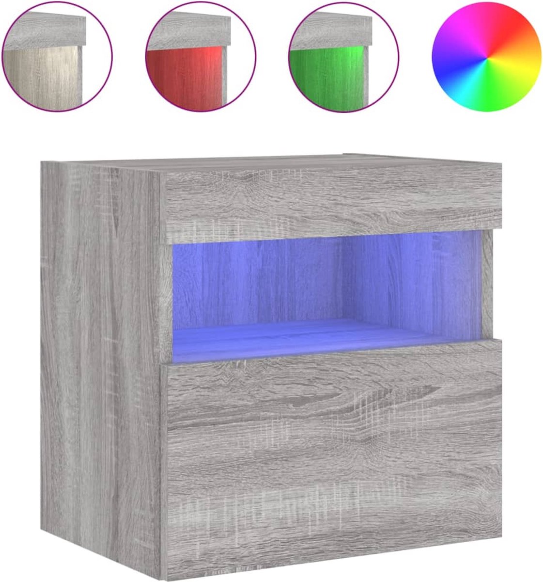 vidaXL - Tv-wandmeubel - met - LED - 40x30x40 - cm - grijs - sonoma - eikenkleurig