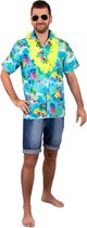 PartyXplosion - Hawaii & Carribean & Tropisch Kostuum - Hola Hola Aloha Hawaii Overhemd Man - Blauw - Small - Carnavalskleding - Verkleedkleding