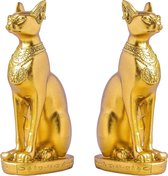 Egyptische kattengodin Bastet standbeeld 2 stuks verzamelbare dierenbeelden Egyptische decoratie (4,2 inch, goud) Egyptische kattengodin Bastet standbeeld 2 stuks verzamelbare dierenbeelden Egyptische decoratie (4,2 inch, goud)