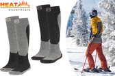 Heat Essentials - Ski Sokken 46-48 - Grijs - 2 Paar - Unisex - Extra Ondersteuning en Demping - Warme Sokken met Wol - Skisokken Heren - Skisokken Dames - Wintersport Sokken - Huissokken - Compressie sokken