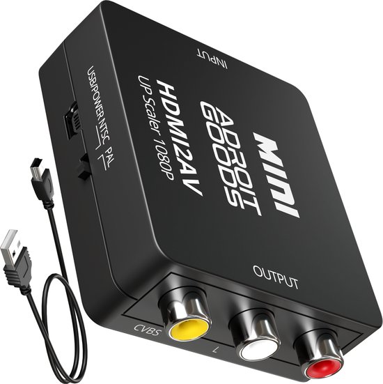 AdroitGoods HDMI naar Tulp AV Converter Adapter - HDMI Naar RCA - Met Voedingskabel - Omvormer - 1080P Full HD