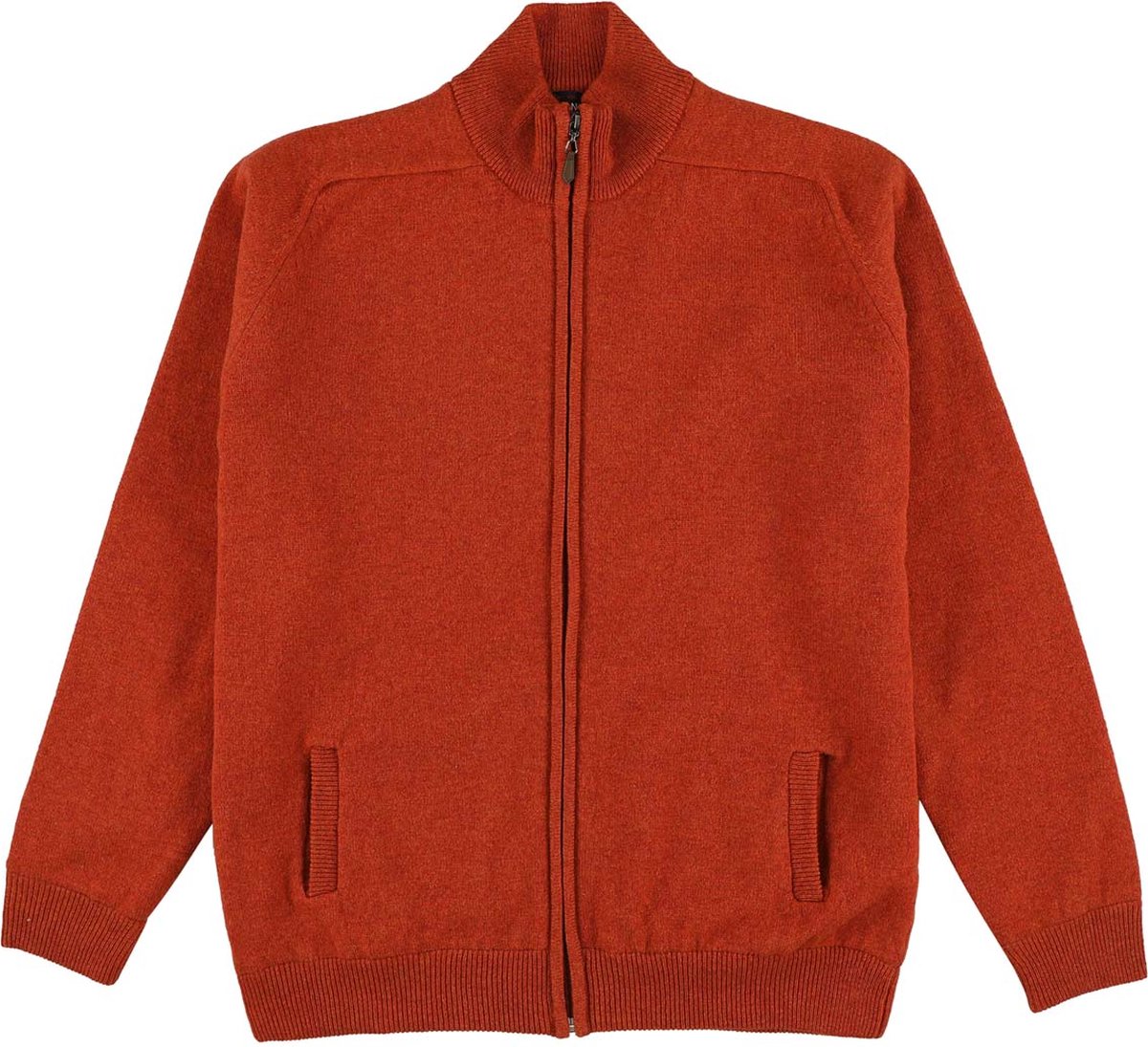 Osborne Knitwear Windstopper cardigan met rits heren – Trui met rits heren in Lamswol - Pullover Heren - Ember - Voering met golfprint - XL