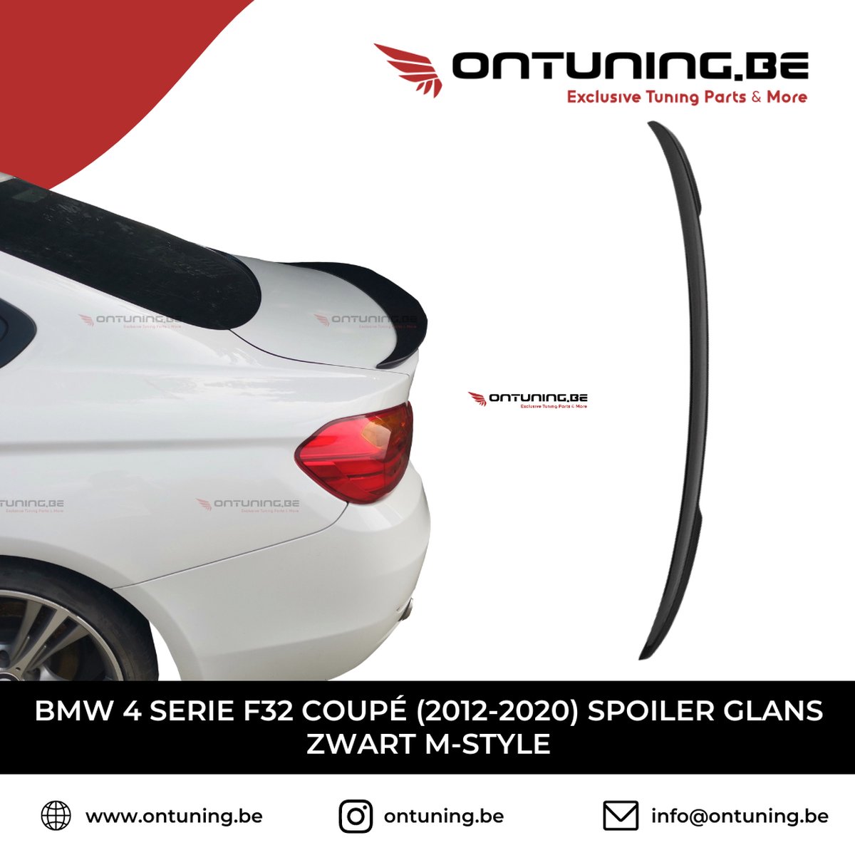 BMW 4 Serie F32 Coupé (2012-2020) Spoiler Glans Zwart M-Style