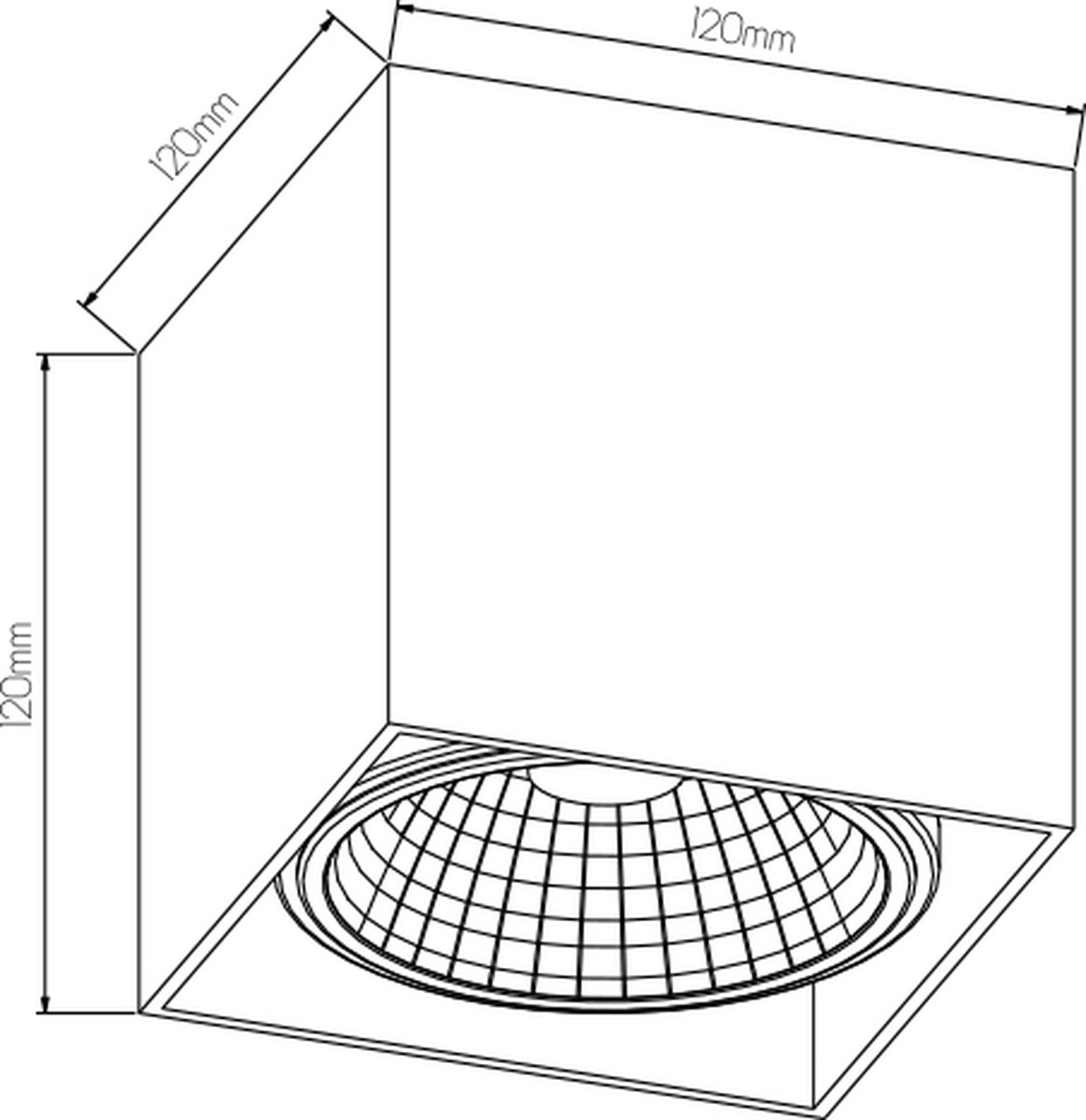 Fantasia Box 1L opbouwspot zwart, AR111 12W dimbaar