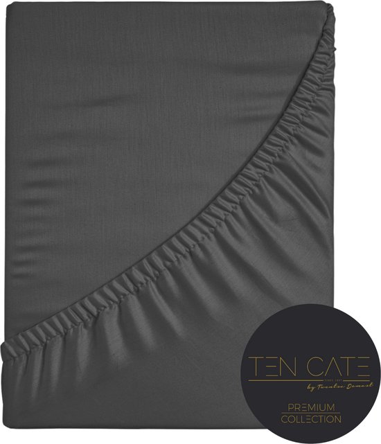 Ten Cate Premium Hoeslaken - Hoeslaken 140 x 200 - Hoeslakens - Katoensatijn - Geschikt voor boxspring en matras - Hoekhoogte 30cm - Elastiek Rondom - Strijkvrij - Antraciet - Midnight Graphite