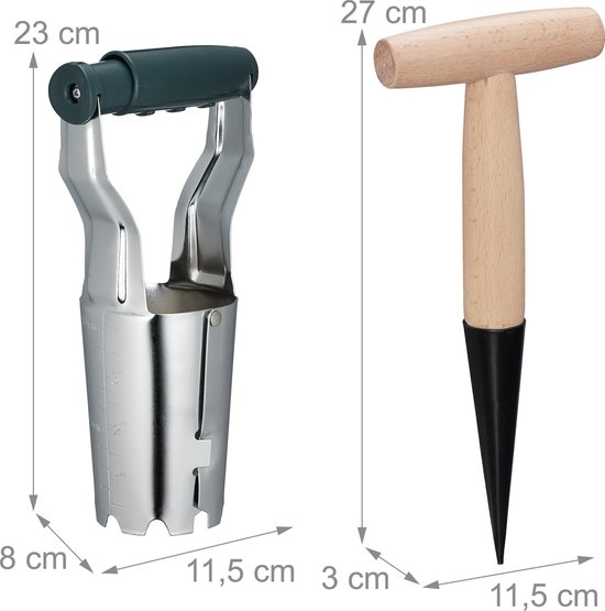 bloembollenplanter - 2-delige set - metaal - hout - voor bollen en knollen - meerkleurig van Merkloos	 — afbeelding 4