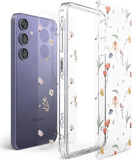Design de Fusion Ringke | Coque adaptée au Samsung Galaxy S24 | Couverture arrière avec revêtement anti-rayures | Norme militaire | Fleurs sèches