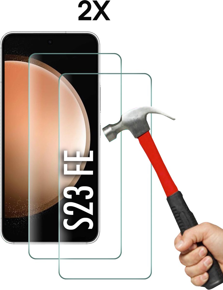 Screenprotector geschikt voor Samsung Galaxy S23 FE Screenprotector 2X - Tempered Glass - Anti Shock S23FE screen protector - 2PACK - EPICMOBILE