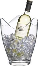 Wijnkoeler emmer met golvend randontwerp, voor 1 fles, kunststof, transparant, 3 liter