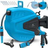 Bol.com KESSER® Tuinslanghaspel Automatische Wandslangenbox inclusief 15 meter Tuinslang en Muurbevestiging - Blauw aanbieding