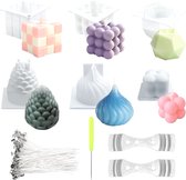 Siliconen kaarsvormen set, DIY-kaarsen maken met 3D-siliconen kaarsvormen, kaarsvorm voor bubbels, compleet pakket voor het maken van aromatherapiekaarsen.