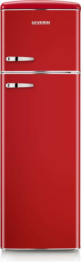 Retro koelvriescombinatie Severin RKG 8983 rood, 206L, LED-verlichting, soft-close deur, vrijstaand, energieklasse D