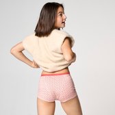Moodies menstruatie ondergoed (meiden) - Bamboe Boyshort print roze - heavy/overnight kruisje - roze - maat XXS (140-146) - period underwear