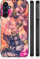 Hoesje Super als Moederdag Cadeau Geschikt voor Samsung Galaxy A15 Telefoontas met Zwarte rand Bosje Bloemen