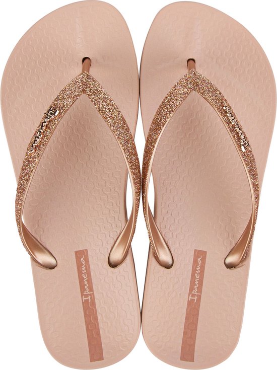 Lichtroze Ipanema teenslippers met glitterbandjes.