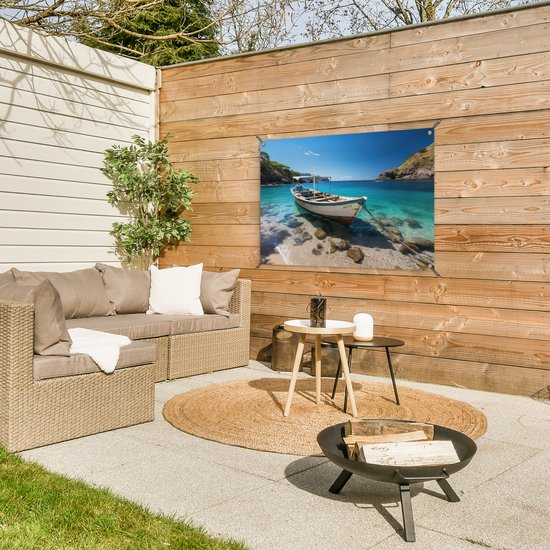 Affiche de jardin bateau - Décoration de jardin - 90x60 cm - Toile de jardin - Décoration maritime - Décoration murale pour extérieur - Affiche de clôture maritime - Tableaux de jardin - Décoration murale de jardin - Posters de jardin..