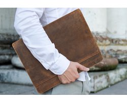 Exclusieve handgemaakte lederen A4-conferentiemap voor de veeleisende gebruiker- stijlvolle Laptop portfolio en schrijfmap van tijdloze elegantie en de hoogste kwaliteit' portfolio van echt leer - Cadeautje voor hem