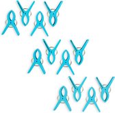 12-Delige Blauwe Kunststof Wasknijpers | 3 Sets – 1 Set van 4 Stuks Handdoekklemmen Knijpers | Afmetingen 15x10x3cm | Voor Klussen en Huishouden