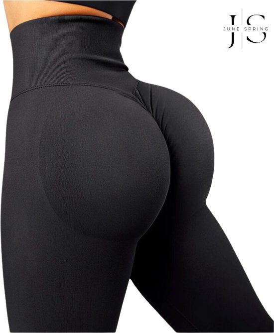 June Spring - Legging de Sport - Système Triple Action Unique - Ventre Plat - Belles Fesses - Taille Affinée - Anti-Cellulite - Effet Minceur - Effet Galbant - Couleur Zwart - Taille S