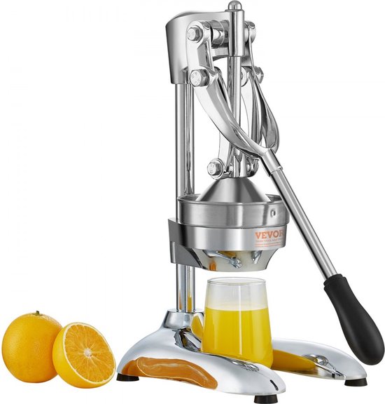 handmatige sapcentrifuge 320x190x430mm gastro citruspers roestvrijstalen sinaasappelpers met ergonomische pershandgreep en antislip rubberen basis granaatappelpers φ22mm spindel sapcentrifuge sapcentrifuge pers — afbeelding 2
