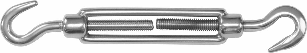 AMIG Spanschroeven/draadspanner met haak/haak - 1x - 7cm - 316L RVS - 100kg - M5 schroefdraad