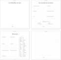 Vier pagina's van een opgroeiboek met de titels 'Een tekening van jou', 'De wereld om ons heen', 'Dit ben jij' en 'Dit vind je niet leuk'.