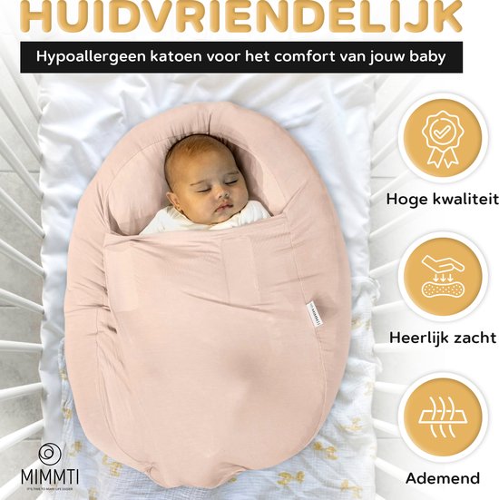 Mimmti Sleepynest relaxhoes voor voedingskussen Beige - voedingskussen hoes - sluitbare relaxhoes voor baby's - inbakerfunctie - voedingshoezen van Merkloos — afbeelding 4