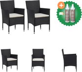 vidaXL Chaises de jardin 2 pcs Chaise de jardin en polyrotin noir avec kit d'entretien