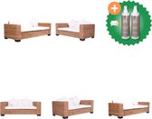 vidaXL Ensemble de canapé de jardin 2 pièces avec coussins en rotin naturel Canapé de salon comprenant un kit d'entretien