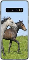 Geschikt voor Samsung Galaxy S10 hoesje - Paarden - Dieren - Gras - Siliconen Telefoonhoesje