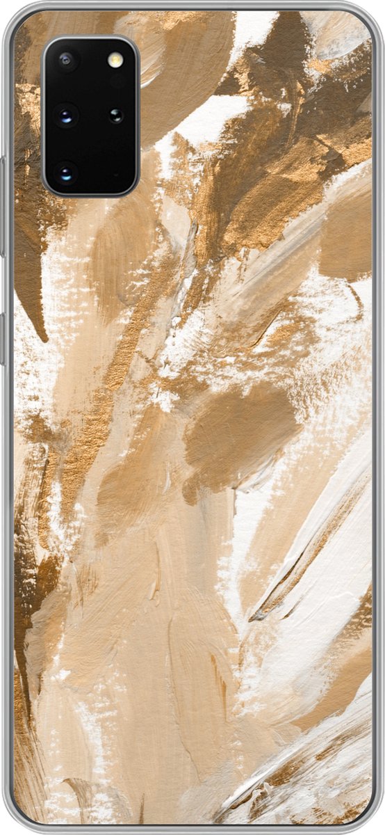 Telefoonhoesje Geschikt voor Samsung Galaxy S20 Plus hoesje - Verf - Goud - Beige - Siliconen Telefoonhoesje Telefoonhoesje