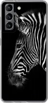 Coque Samsung Galaxy S21 - Zebra - Animaux Sauvages - Zwart - Siliconen
