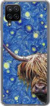 Geschikt voor Samsung Galaxy A12 hoesje - Sterrennacht - Van Gogh - Schotse hooglander - Siliconen Telefoonhoesje