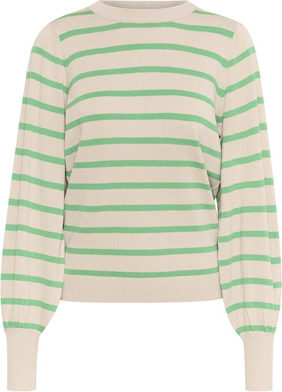 Kaffe Sweater Kamala Stripe Knit Pullover 10506891 Feather Gris Mélange/vert Taille Femme - XS