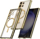 Casemania Hoesje Geschikt voor Samsung Galaxy S24 Ultra Goud - Siliconen Back Cover - Geschikt voor Magsafe