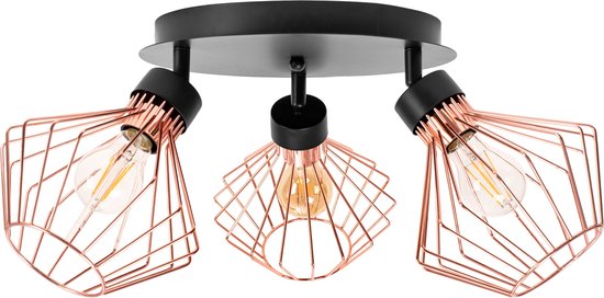 TooLight Plafondlamp APP536-3C - E27 - 3 Lichtpunten - Zwart/Rosé Goud