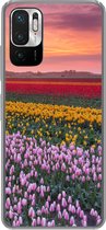 Geschikt voor Xiaomi Redmi Note 10 5G hoesje - Paarse tulpen in Nederland - Siliconen Telefoonhoesje