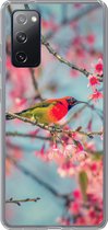 Geschikt voor Samsung Galaxy S20 FE hoesje - Vogel - Sakura - Kleuren - Siliconen Telefoonhoesje