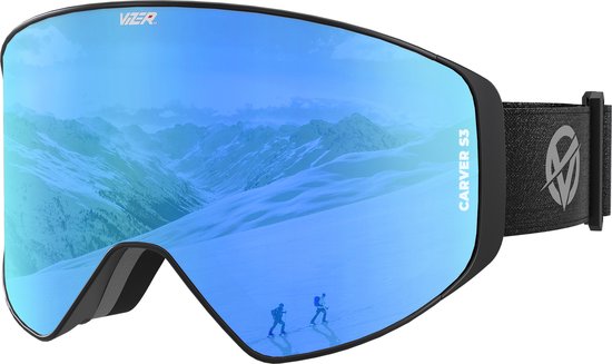Vizer Ninja Skibril - Blauw Mat Zwart - Heren Dames Unisex - Magnetisch Vizier