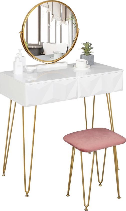 Moderne kaptafel set met verlichte spiegel make-up kaptafel voor slaapkamer gewatteerde kruk 2 grote laden zwart gehard glas top vrouwen cadeau-idee Moderne kaptafel set met verlichte spiegel make-up kaptafel voor slaapkamer gewatteerde kruk 2 grote laden zwart gehard glas top vrouwen cadeau-idee