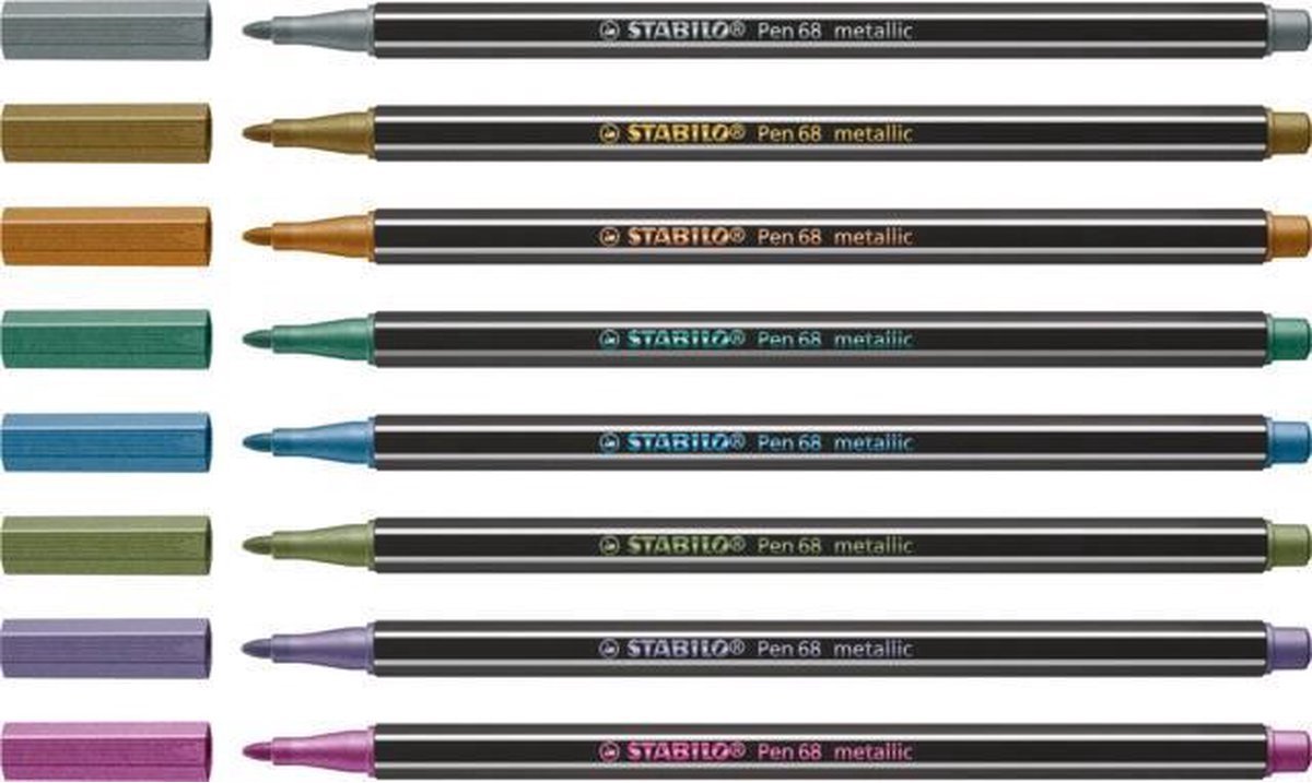 STABILO Pen 68 Metallic - Premium Metallic Viltstift - Etui Met 8 Kleuren — afbeelding 14
