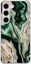 Casimoda® hoesje - Geschikt voor Samsung Galaxy S23 Plus - Groen marmer / Marble - Shockproof case - Extra sterk - TPU/polycarbonaat - Groen, Transparant