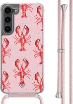 Casimoda® hoesje met rosegoud koord - Geschikt voor Samsung S23 Plus - Lobster - Afneembaar koord - TPU/polycarbonaat - Roze