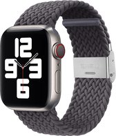 Braided Nylon Donkergrijs band - Geschikt voor Apple Watch 42mm - 44mm - 45mm - 49mm - Verstelbare stretchy elastische gevlochten smartwatchband met gesp - Voor iWatch Series Ultra/8/7/6/SE/5/4/3/2/1 grote modellen