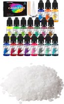 Paraffine wax in pastilles (Zeer geschikt voor kaarsen & paraffinebad) – 5 kilo - A1 kwaliteit – 18 Kleurstof - 10 ml per flesje - Set