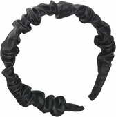 Diadeem - haarband van imitatieleer - zwart gerimpeld